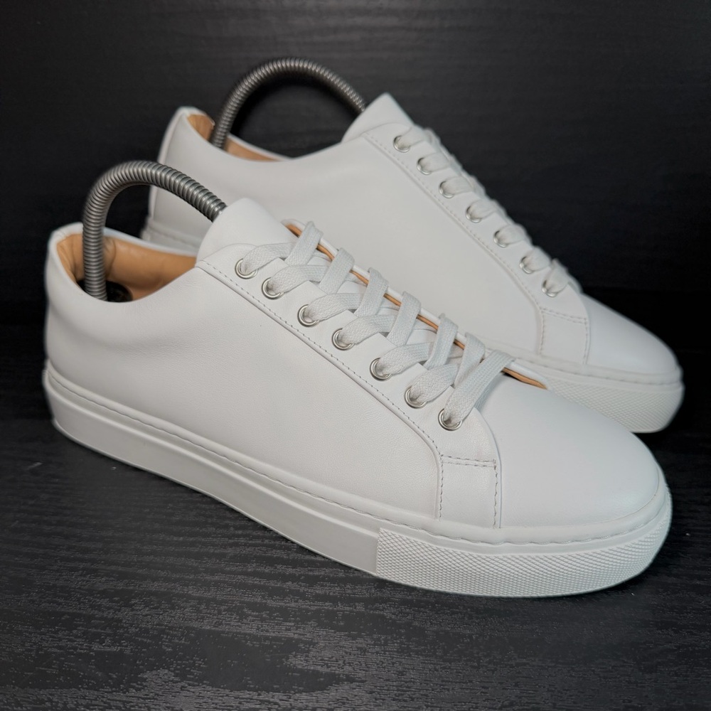 Thursday Boot Company White Leather Low-Top Sneakers with Tan Lining